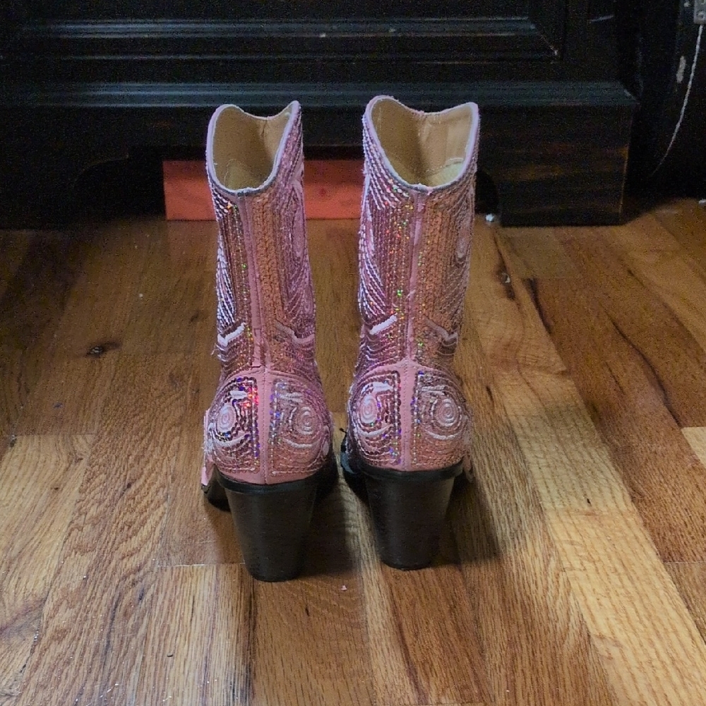 Helens Heart Beaded Pink Embellished Women's Ankle Booties - Picture 6 of 8